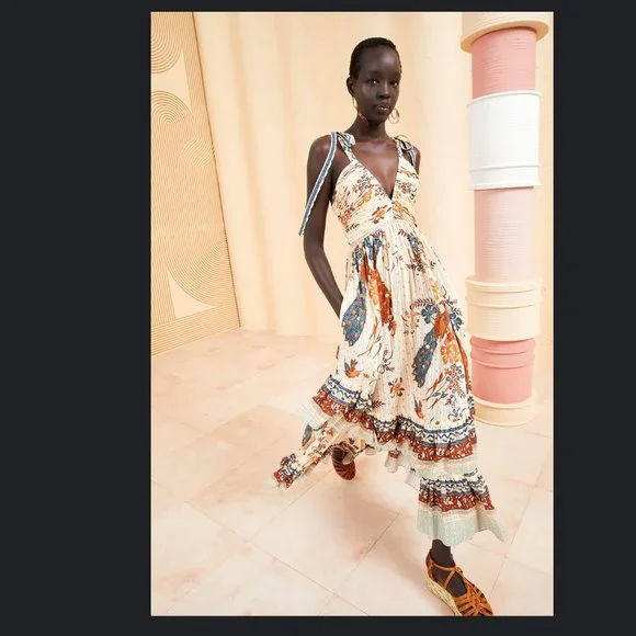 Ulla Johnson Meera Crisscross-Strap Tiered-Ruffle Maxi Dress Egret - Picture 2 of 4